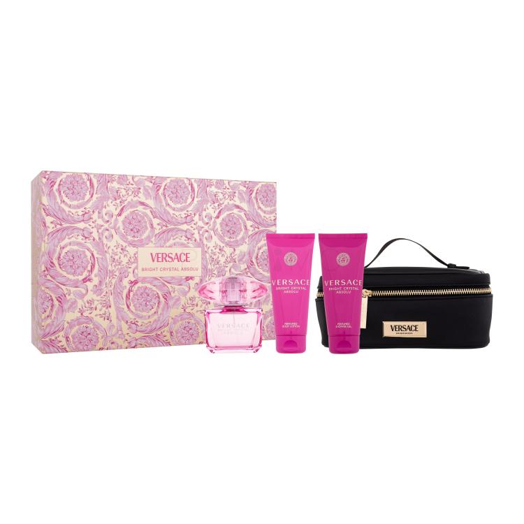 Versace Bright Crystal Absolu SET1 Pacco regalo eau de parfum 90 ml + gel doccia 100 ml + lozione corpo 100 ml + borsa cosmetica