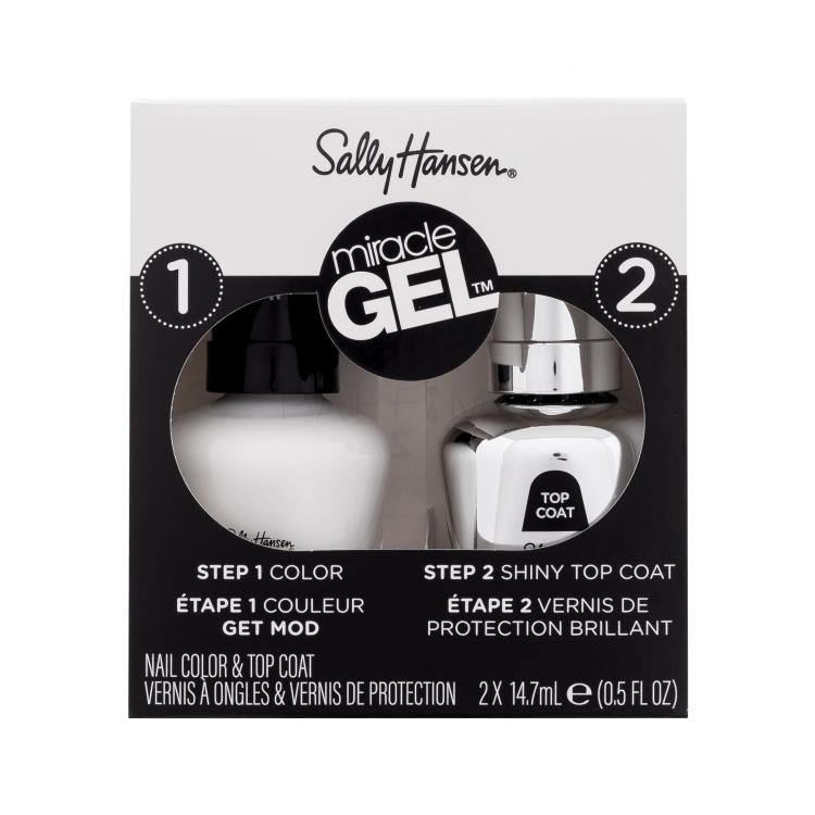 Sally Hansen Miracle Gel Pacco regalo smalto per unghie in gel Miracle Gel 14,7 ml + smalto gel top coat Miracle Gel Shiny Top Coat 14,7 ml