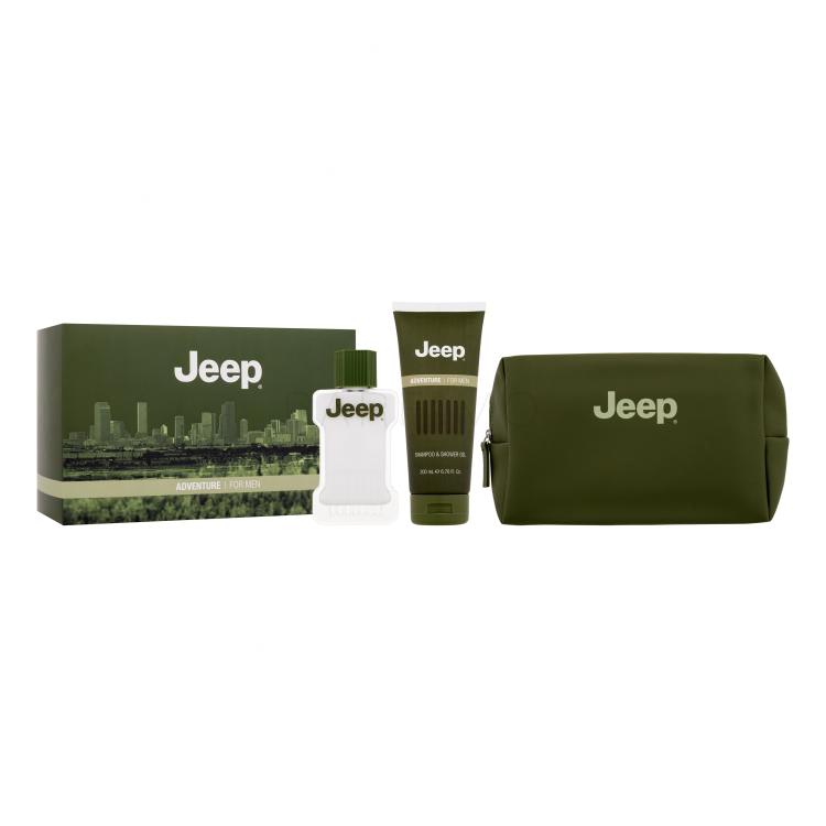 Jeep Adventure Pacco regalo gel doccia 200 ml + balsamo dopobarba 100 ml + borsa cosmetica