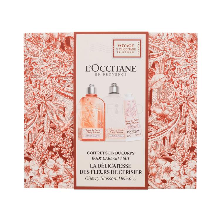 L&#039;Occitane Cherry Blossom Body Care Gift Set Pacco regalo gel doccia 250 ml + crema corpo 250 ml + crema mani 30 ml