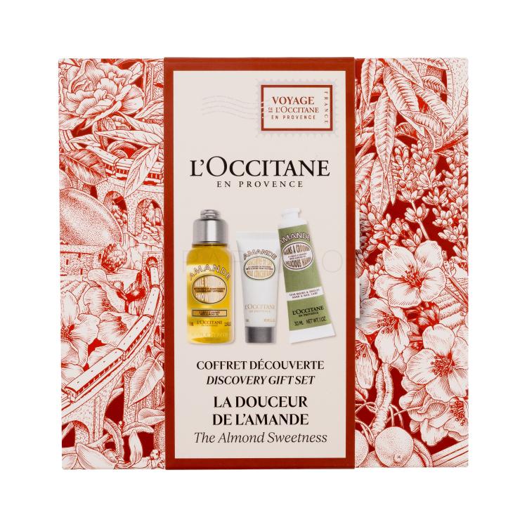 L&#039;Occitane Almond (Amande) Discovery Gift Set Pacco regalo olio doccia Almond Shower Oil 75 ml + crema corpo Almond Milk Concentrate 20 ml + crema mani Almond Delicious Hands 30 ml