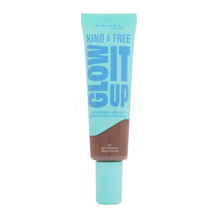 Rimmel London Kind &amp; Free Glow It Up Moisturising Skin Tint Fondotinta donna 30 ml Tonalità 601 Soft Chocolate